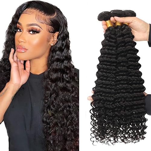 Zeslaerr 1B Natural Black Color Echthaar Perücke Bundles Human Hair Extensions Grade Unprocessed Virgin Double Weft Deep Wave Bundles Minimal Shedding For Women 22 24 26 Inch Zeslaerr 1B Natural Black Color Echthaar Perücke Bundles Human Hair Extensions Grade Unprocessed Virgin Double Weft Deep Wave Bundles Minimal Shedding For Women 22 24 26 Inch von Zeslaerr