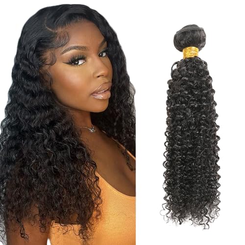 Zeslaerr 1B Natural Black Color Echthaar Perücke Bundles Human Hair Extensions Grade Unprocessed Virgin Double Weft Kinky Curly Bundles Minimal Shedding For Women 12 Inch von Zeslaerr