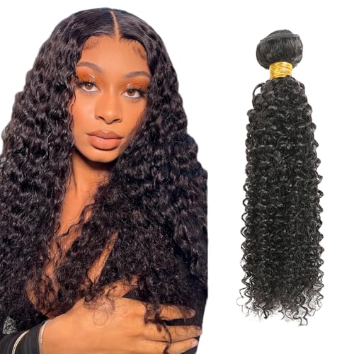 Zeslaerr 1B Natural Black Color Echthaar Perücke Bundles Human Hair Extensions Grade Unprocessed Virgin Double Weft Kinky Curly Bundles Minimal Shedding For Women 14 Inch von Zeslaerr