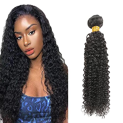 Zeslaerr 1B Natural Black Color Echthaar Perücke Bundles Human Hair Extensions Grade Unprocessed Virgin Double Weft Kinky Curly Bundles Minimal Shedding For Women 18 Inch von Zeslaerr