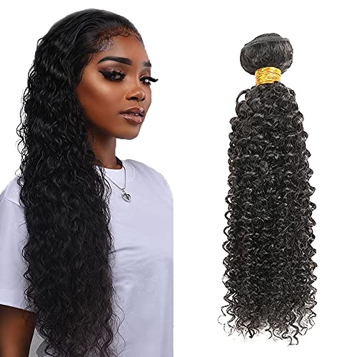 Zeslaerr 1B Natural Black Color Echthaar Perücke Bundles Human Hair Extensions Grade Unprocessed Virgin Double Weft Kinky Curly Bundles Minimal Shedding For Women 30 Inch von Zeslaerr