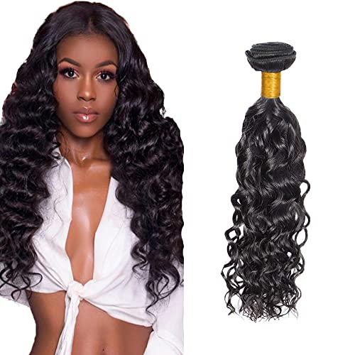 Zeslaerr 1B Natural Black Color Echthaar Perücke Bundles Human Hair Extensions Grade Unprocessed Virgin Menschliches Haar Water Wave Bundles Minimal Shedding For Women 14 Inch von Zeslaerr