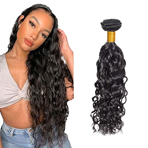 Zeslaerr 1B Natural Black Color Echthaar Perücke Bundles Human Hair Extensions Grade Unprocessed Virgin Menschliches Haar Water Wave Bundles Minimal Shedding For Women 28 Inch von Zeslaerr