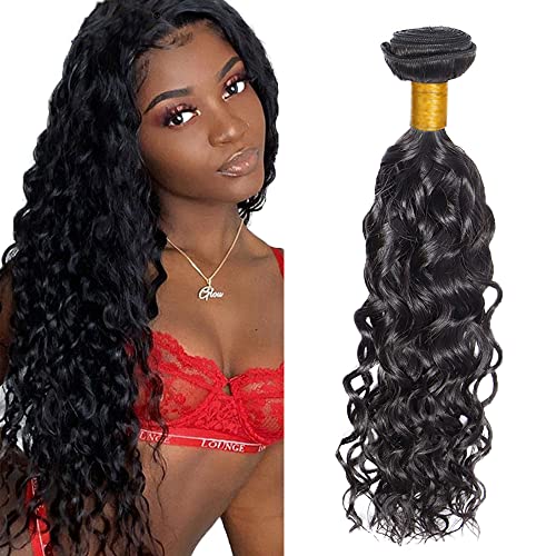 Zeslaerr 1B Natural Black Color Echthaar Perücke Bundles Human Hair Extensions Grade Unprocessed Virgin Menschliches Haar Water Wave Bundles Minimal Shedding For Women 32 Inch von Zeslaerr