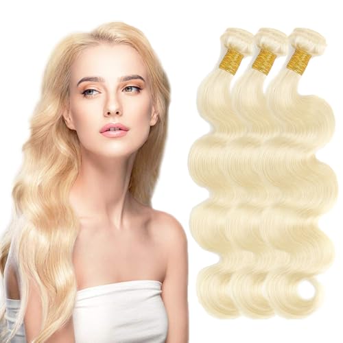 Zeslaerr 20 20 20 Inch Echthaar Perücke Bundles Human Hair Extensions #613 Blonde Color 8A Grade Brazilian Virgin Menschliches Haar Body Wave Bundles No Weft Knotless For Women von Zeslaerr