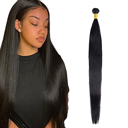 Zeslaerr Echthaar Perücke Bundles Human Hair Extensions 1B Natural Black Color 8A Grade Unprocessed Brazilian Virgin Menschliches Haar Straight Bundles No Weft Knotless For Women 24 Inch von Zeslaerr