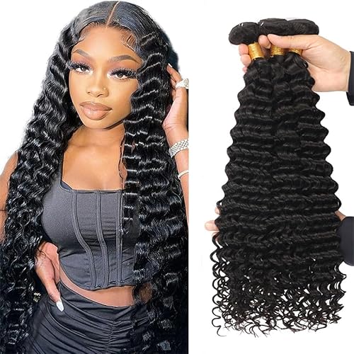 Zeslaerr 26 28 30 Inch Echthaar Perücke Bundles Human Hair Extensions Grade Unprocessed Virgin Double Weft 1B Natural Black Color Perücken Deep Wave Bundles Minimal Shedding For Women Zeslaerr 26 28 30 Inch Echthaar Perücke Bundles Human Hair Extensions Grade Unprocessed Virgin Double Weft 1B Natural Black Color Perücken Deep Wave Bundles Minimal Shedding For Women von Zeslaerr