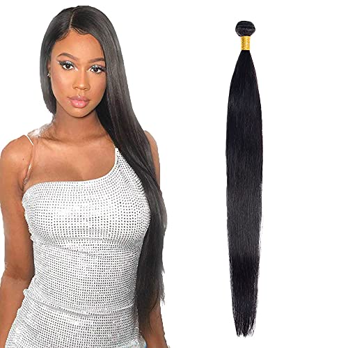 Zeslaerr Echthaar Perücke Bundles Human Hair Extensions 1B Natural Black Color 8A Grade Unprocessed Brazilian Virgin Menschliches Haar Straight Bundles No Weft Knotless For Women 26 Zoll von Zeslaerr