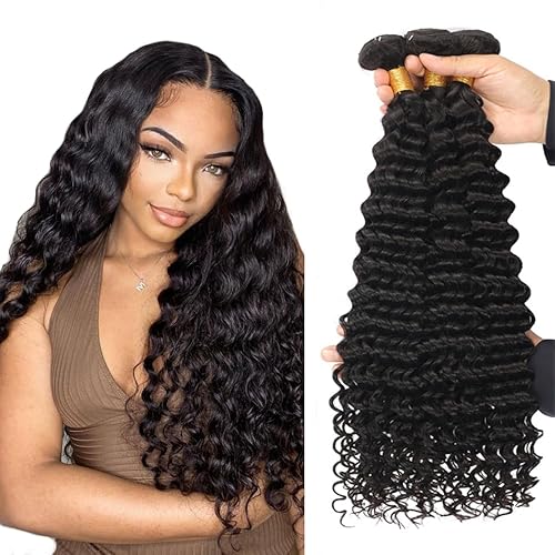 Zeslaerr 28 30 32 Inch Echthaar Perücke Bundles Human Hair Extensions Grade Unprocessed Virgin Double Weft 1B Natural Black Color Perücken Deep Wave Bundles Minimal Shedding For Women Zeslaerr 28 30 32 Inch Echthaar Perücke Bundles Human Hair Extensions Grade Unprocessed Virgin Double Weft 1B Natural Black Color Perücken Deep Wave Bundles Minimal Shedding For Women von Zeslaerr