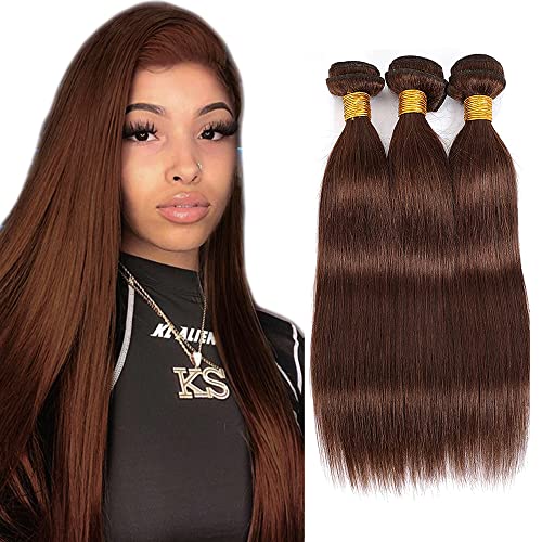 Zeslaerr 30 30 30 Zoll Echthaar Perücke Bundles Human Hair Extensions #4 Chocolate Brown Color 8A Grade Brazilian Virgin Menschliches Haar Straight Bundles No Weft Knotless For Women von Zeslaerr
