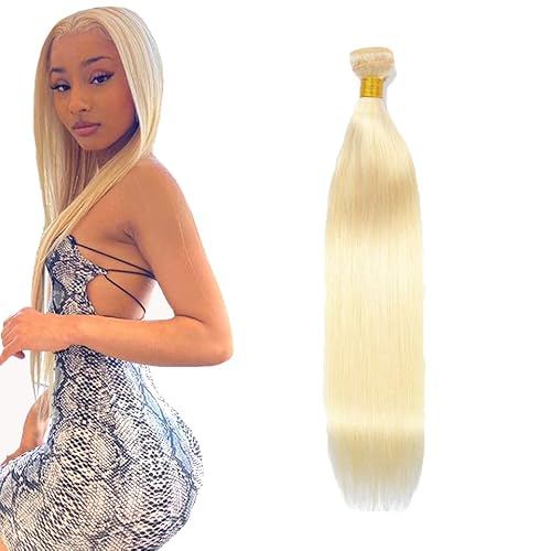 Zeslaerr 34 Inch Echthaar Perücke #613 Blonde Color Bundles Human Hair Extensions Grade Unprocessed Virgin Double Weft Straight Bundles Minimal Shedding For Women von Zeslaerr