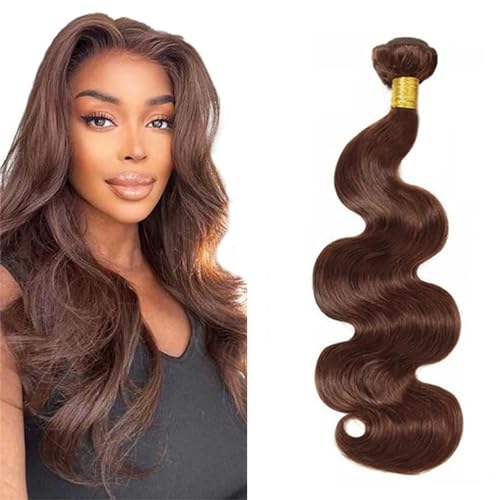 Zeslaerr #4 Chocolate Brown Color Echthaar Perücke Bundles Human Hair Extensions 8A Grade Unprocessed Brazilian Virgin Menschliches Haar Body Wave Bundles No Weft Knotless For Women 12 Zoll von Zeslaerr