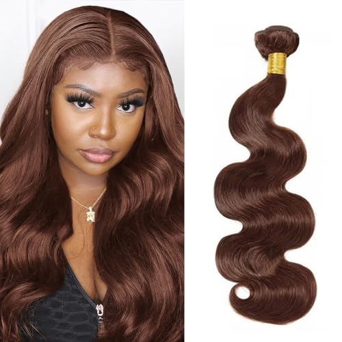 Zeslaerr #4 Chocolate Brown Color Echthaar Perücke Bundles Human Hair Extensions 8A Grade Unprocessed Brazilian Virgin Menschliches Haar Body Wave Bundles No Weft Knotless For Women 14 Inch von Zeslaerr