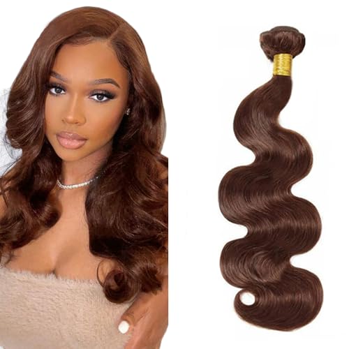 Zeslaerr #4 Chocolate Brown Color Echthaar Perücke Bundles Human Hair Extensions 8A Grade Unprocessed Brazilian Virgin Menschliches Haar Body Wave Bundles No Weft Knotless For Women 16 Zoll von Zeslaerr