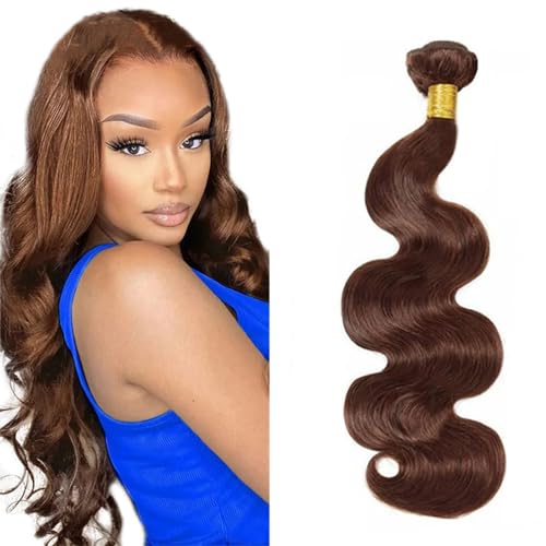 Zeslaerr #4 Chocolate Brown Color Echthaar Perücke Bundles Human Hair Extensions 8A Grade Unprocessed Brazilian Virgin Menschliches Haar Body Wave Bundles No Weft Knotless For Women 18 Inch von Zeslaerr