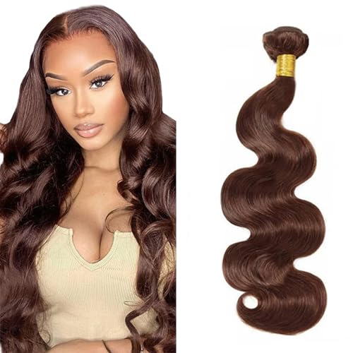 Zeslaerr #4 Chocolate Brown Color Echthaar Perücke Bundles Human Hair Extensions 8A Grade Unprocessed Brazilian Virgin Menschliches Haar Body Wave Bundles No Weft Knotless For Women 20 Zoll von Zeslaerr