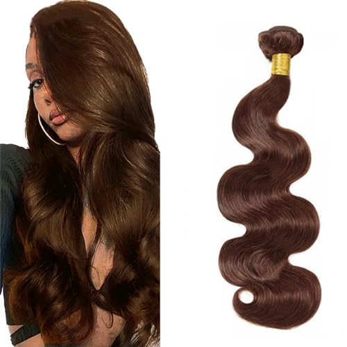 Zeslaerr #4 Chocolate Brown Color Echthaar Perücke Bundles Human Hair Extensions 8A Grade Unprocessed Brazilian Virgin Menschliches Haar Body Wave Bundles No Weft Knotless For Women 22 Inch von Zeslaerr
