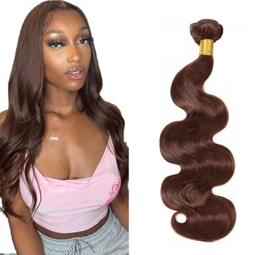 Zeslaerr #4 Chocolate Brown Color Echthaar Perücke Bundles Human Hair Extensions 8A Grade Unprocessed Brazilian Virgin Menschliches Haar Body Wave Bundles No Weft Knotless For Women 24 Zoll von Zeslaerr