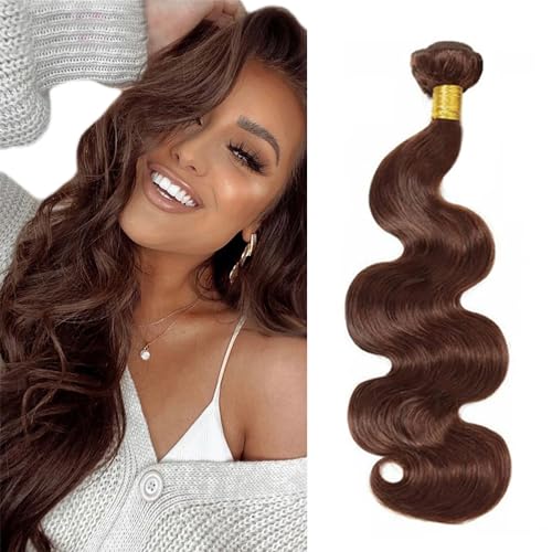 Zeslaerr #4 Chocolate Brown Color Echthaar Perücke Bundles Human Hair Extensions 8A Grade Unprocessed Brazilian Virgin Menschliches Haar Body Wave Bundles No Weft Knotless For Women 26 Inch von Zeslaerr