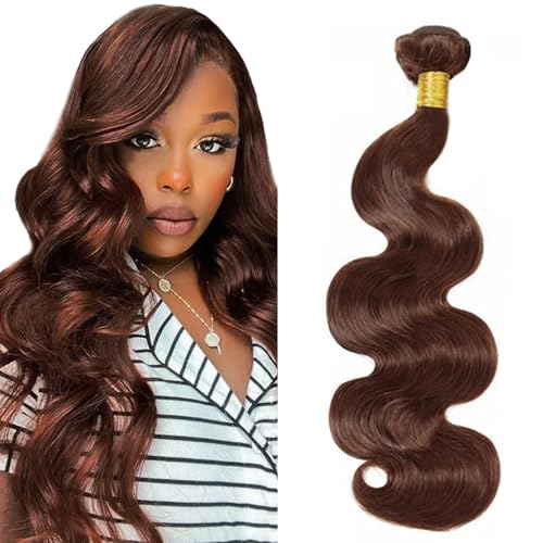 Zeslaerr #4 Chocolate Brown Color Echthaar Perücke Bundles Human Hair Extensions 8A Grade Unprocessed Brazilian Virgin Menschliches Haar Body Wave Bundles No Weft Knotless For Women 28 Zoll von Zeslaerr