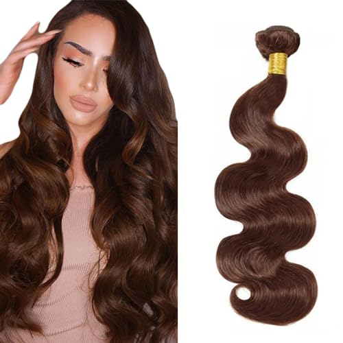Zeslaerr #4 Chocolate Brown Color Echthaar Perücke Bundles Human Hair Extensions 8A Grade Unprocessed Brazilian Virgin Menschliches Haar Body Wave Bundles No Weft Knotless For Women 30 Inch von Zeslaerr