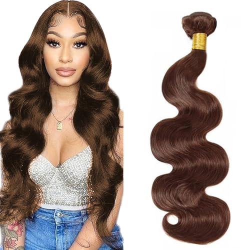 Zeslaerr #4 Chocolate Brown Color Echthaar Perücke Bundles Human Hair Extensions 8A Grade Unprocessed Brazilian Virgin Menschliches Haar Body Wave Bundles No Weft Knotless For Women 34 Inch von Zeslaerr
