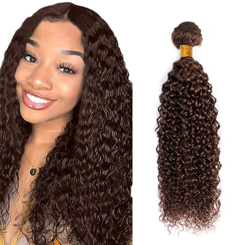 Zeslaerr #4 Chocolate Brown Color Echthaar Perücke Bundles Human Hair Extensions 8A Grade Unprocessed Brazilian Virgin Menschliches Haar Kinky Curly Bundles No Weft Knotless For Women 12 Zoll von Zeslaerr