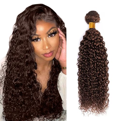Zeslaerr #4 Chocolate Brown Color Echthaar Perücke Bundles Human Hair Extensions 8A Grade Unprocessed Brazilian Virgin Menschliches Haar Kinky Curly Bundles No Weft Knotless For Women 16 Zoll von Zeslaerr