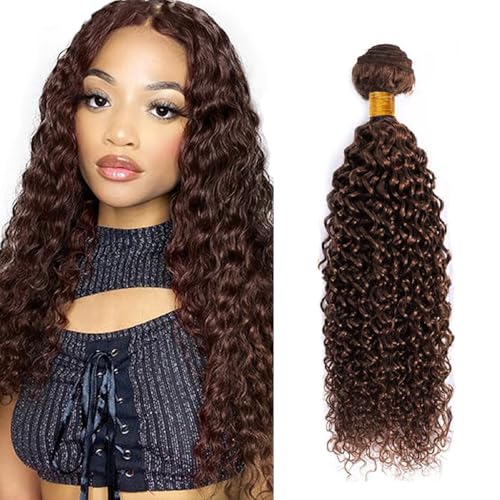 Zeslaerr #4 Chocolate Brown Color Echthaar Perücke Bundles Human Hair Extensions 8A Grade Unprocessed Brazilian Virgin Menschliches Haar Kinky Curly Bundles No Weft Knotless For Women 18 Inch von Zeslaerr