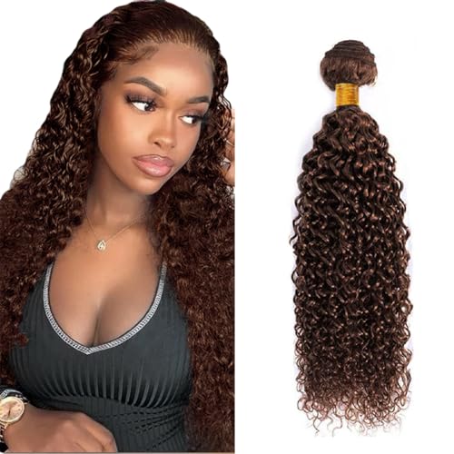 Zeslaerr #4 Chocolate Brown Color Echthaar Perücke Bundles Human Hair Extensions 8A Grade Unprocessed Brazilian Virgin Menschliches Haar Kinky Curly Bundles No Weft Knotless For Women 22 Inch von Zeslaerr