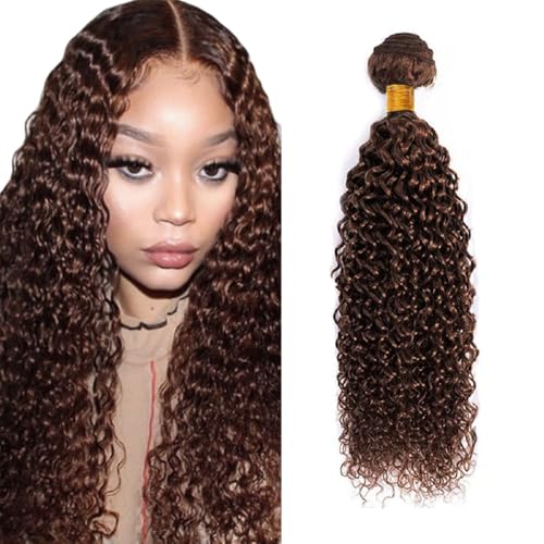 Zeslaerr #4 Chocolate Brown Color Echthaar Perücke Bundles Human Hair Extensions 8A Grade Unprocessed Brazilian Virgin Menschliches Haar Kinky Curly Bundles No Weft Knotless For Women 26 Inch von Zeslaerr