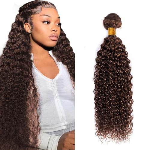 Zeslaerr #4 Chocolate Brown Color Echthaar Perücke Bundles Human Hair Extensions 8A Grade Unprocessed Brazilian Virgin Menschliches Haar Kinky Curly Bundles No Weft Knotless For Women 30 Inch von Zeslaerr
