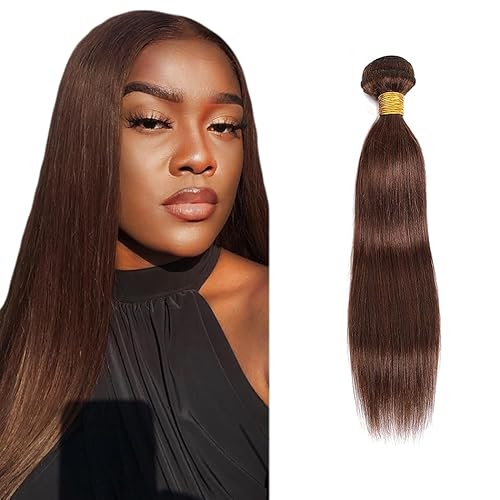 Zeslaerr #4 Chocolate Brown Color Echthaar Perücke Bundles Human Hair Extensions 8A Grade Unprocessed Brazilian Virgin Menschliches Haar Straight Bundles No Weft Knotless For Women 12 Zoll von Zeslaerr