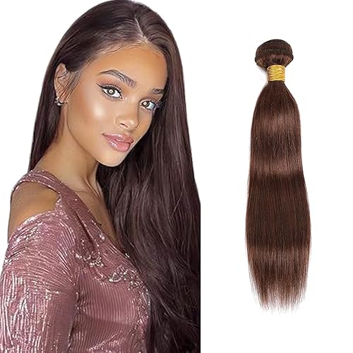 Zeslaerr #4 Chocolate Brown Color Echthaar Perücke Bundles Human Hair Extensions 8A Grade Unprocessed Brazilian Virgin Menschliches Haar Straight Bundles No Weft Knotless For Women 18 Inch von Zeslaerr