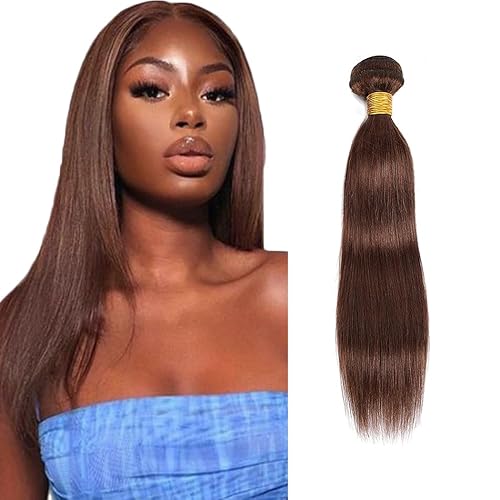 Zeslaerr #4 Chocolate Brown Color Echthaar Perücke Bundles Human Hair Extensions 8A Grade Unprocessed Brazilian Virgin Menschliches Haar Straight Bundles No Weft Knotless For Women 20 Zoll von Zeslaerr