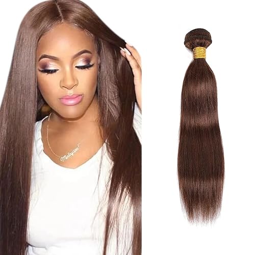 Zeslaerr #4 Chocolate Brown Color Echthaar Perücke Bundles Human Hair Extensions 8A Grade Unprocessed Brazilian Virgin Menschliches Haar Straight Bundles No Weft Knotless For Women 26 Inch von Zeslaerr