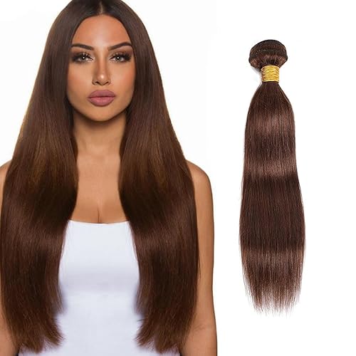 Zeslaerr #4 Chocolate Brown Color Echthaar Perücke Bundles Human Hair Extensions 8A Grade Unprocessed Brazilian Virgin Menschliches Haar Straight Bundles No Weft Knotless For Women 30 Inch von Zeslaerr