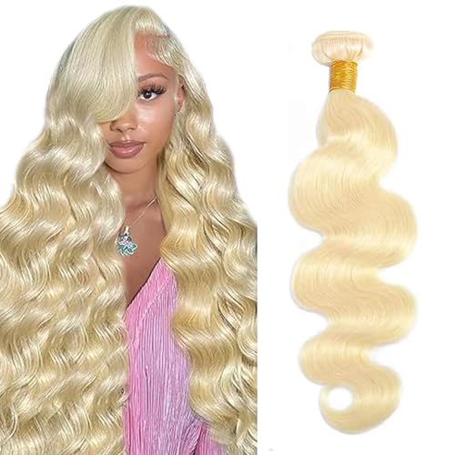 Zeslaerr #613 Blonde Color Echthaar Perücke Bundles Human Hair Extensions 8A Grade Unprocessed Brazilian Virgin Menschliches Haar Body Wave Bundles No Weft Knotless For Women 34 Inch von Zeslaerr