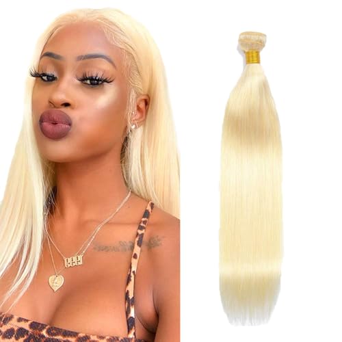 Zeslaerr #613 Blonde Color Echthaar Perücke Bundles Human Hair Extensions 8A Grade Unprocessed Brazilian Virgin Menschliches Haar Straight Bundles No Weft Knotless For Women 18 Inch von Zeslaerr