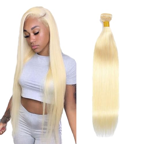 Zeslaerr #613 Blonde Color Echthaar Perücke Bundles Human Hair Extensions 8A Grade Unprocessed Brazilian Virgin Menschliches Haar Straight Bundles No Weft Knotless For Women 30 Inch von Zeslaerr