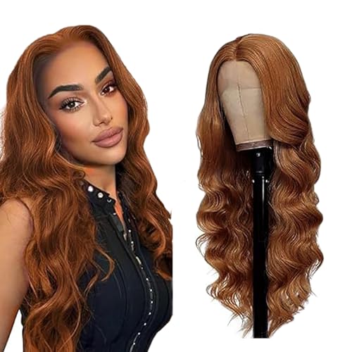 Zeslaerr Body Wave Human Hair Wig 13X1 Hd Frontal Lace Wig Echthaar PerüCke 150% Density Unprocessed Brazilian Virgin Hair #30 Light Brown No Tangle No Smell For Women 18 Inch von Zeslaerr