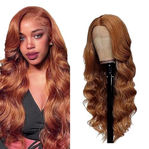 Zeslaerr Body Wave Human Hair Wig 13X1 Hd Frontal Lace Wig Echthaar PerüCke 150% Density Unprocessed Brazilian Virgin Hair #30 Light Brown No Tangle No Smell For Women 22 Inch von Zeslaerr