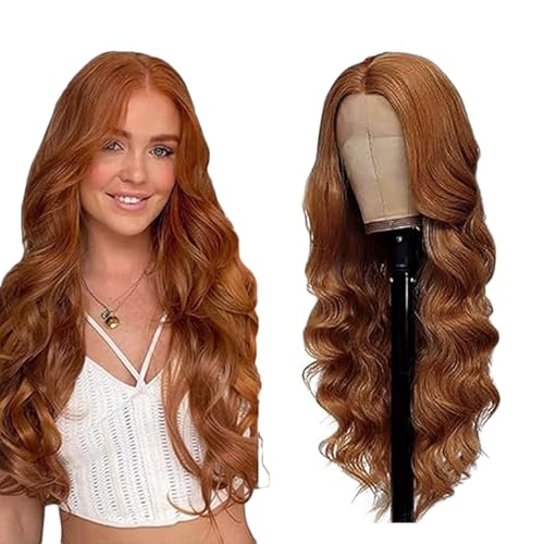 Zeslaerr Body Wave Human Hair Wig 13X1 Hd Frontal Lace Wig Echthaar PerüCke 150% Density Unprocessed Brazilian Virgin Hair #30 Light Brown No Tangle No Smell For Women 26 Inch von Zeslaerr