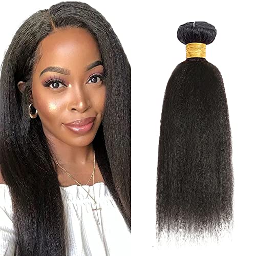 Zeslaerr Echthaar Perücke Bundles Human Hair Extensions 1B Natural Black Color Menschliches Haar Yaki Straight Bundles No Weft Knotless For Women 28 Inch von Zeslaerr