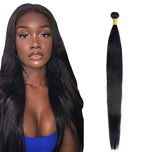 Zeslaerr Echthaar Perücke Bundles Human Hair Extensions 1B Natural Black Color 8A Grade Unprocessed Brazilian Virgin Menschliches Haar Straight Bundles No Weft Knotless For Women 18 Zoll von Zeslaerr