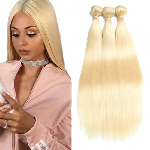 Zeslaerr Echthaar Perücke Bundles Human Hair Extensions #613 Blonde Color 8A Grade Brazilian Virgin Menschliches Haar Straight Bundles No Weft Knotless For Women 28 28 28 Inch von Zeslaerr