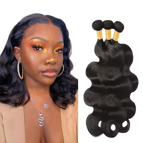 Zeslaerr Echthaar Perücke Bundles Human Hair Extensions 1B Natural Black Color 8A Grade Brazilian Virgin Menschliches Haar Body Wave Bundles No Weft Knotless For Women 8 8 8 Inch von Zeslaerr