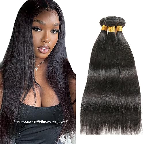 Zeslaerr Echthaar Perücke Bundles Human Hair Extensions 1B Natural Black Color 8A Grade Brazilian Virgin Menschliches Haar Straight Bundles No Weft Knotless For Women 20 20 20 Inch von Zeslaerr