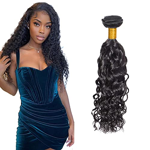 Zeslaerr Echthaar Perücke Bundles Human Hair Extensions 1B Natural Black Color 8A Grade Brazilian Virgin Menschliches Haar Water Wave Bundles No Weft Knotless For Women 14 Zoll von Zeslaerr