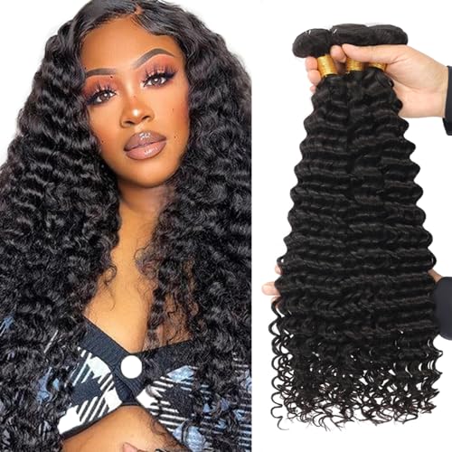 Zeslaerr Echthaar Perücke Bundles Human Hair Extensions 1B Natural Black Color 8A Grade Unprocessed Brazilian Virgin Menschliches Haar Deep Wave Bundles No Weft Knotless For Women 14 16 18 Inch Zeslaerr Echthaar Perücke Bundles Human Hair Extensions 1B Natural Black Color 8A Grade Unprocessed Brazilian Virgin Menschliches Haar Deep Wave Bundles No Weft Knotless For Women 14 16 18 Inch von Zeslaerr